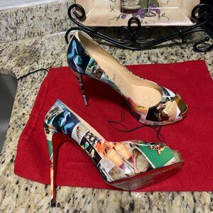 Christian Louboutin Patent Leather Printed Stiletto - Iconic Red Bottoms
